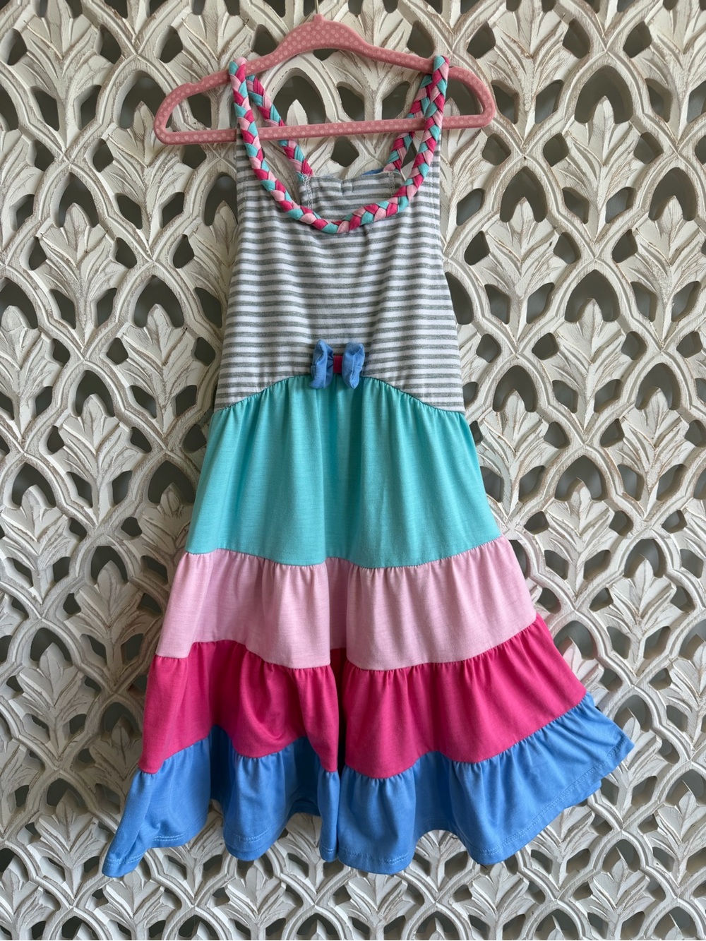 Jona Michelle Girls Size 7 Colorblock Tiered Dress